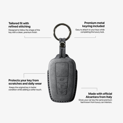 Alcantara Car Key Fob Cover for Toyota Model A with Buckle - Space Grey 5