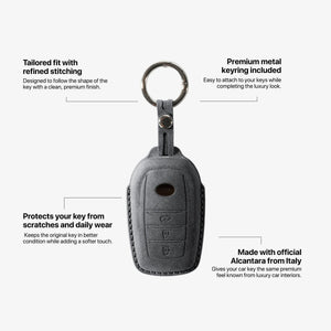 Alcantara Car Key Fob Cover for Toyota Model C with Buckle - Space Grey 5