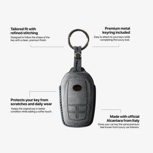 Alcantara Car Key Fob Cover for Toyota Model D with Buckle - Space Grey 5