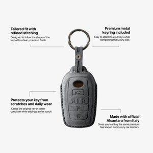 Alcantara Car Key Fob Cover for Toyota Model E with Buckle - Space Grey 5