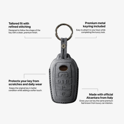 Alcantara Car Key Fob Cover for Toyota Model E with Buckle - Space Grey 5