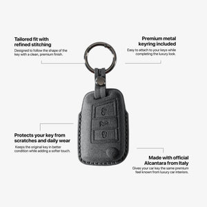 Alcantara Car Key Fob Cover for Volkswagen | Model F with Buckle - Space Grey 5