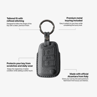 Alcantara Car Key Fob Cover for Volkswagen | Model F with Buckle - Space Grey 5
