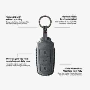 Alcantara Car Key Fob Cover for Volkswagen | Model J with Buckle - Space Grey 5
