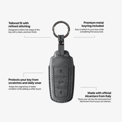 Alcantara Car Key Fob Cover for Volkswagen | Model J with Buckle - Space Grey 5