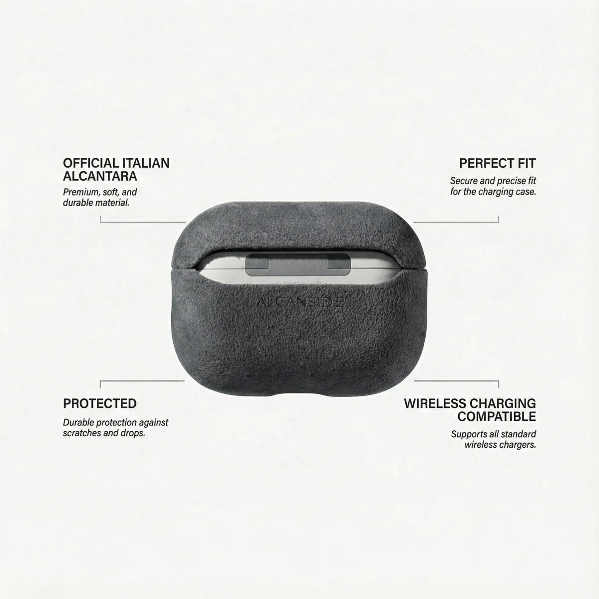 AirPods Pro (2nd Generation) Alcantara Case - Space Grey - Alcanside