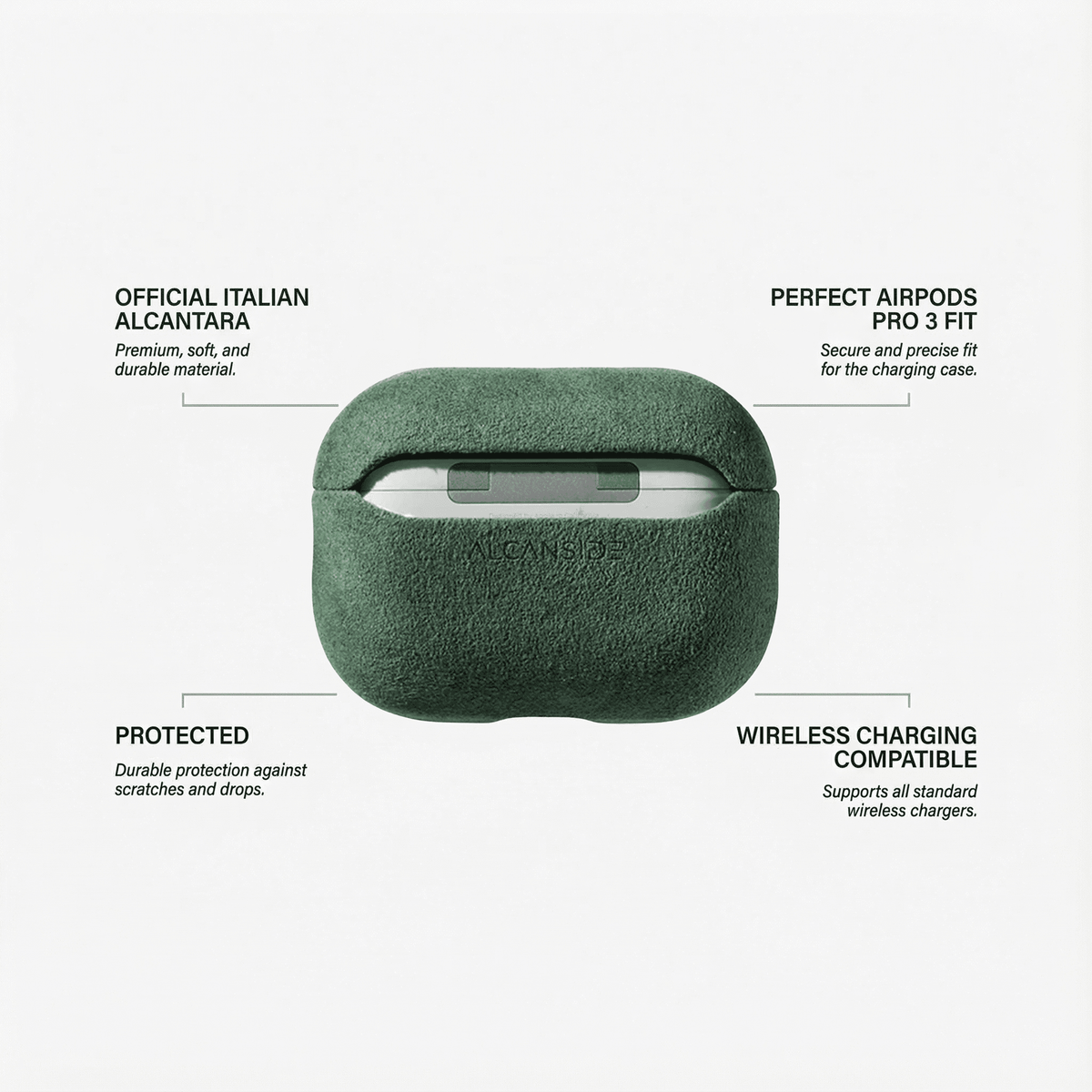 AirPods Pro (3rd Generation) Alcantara Case - Midnight Green - Alcanside