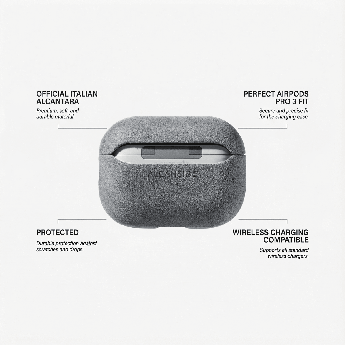 AirPods Pro (3rd Generation) Alcantara Case - Nardo Gray - Alcanside