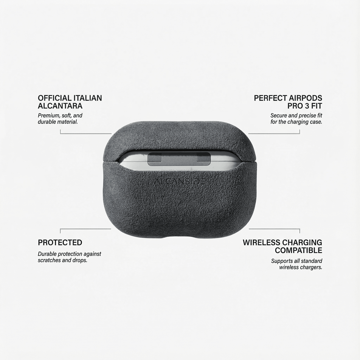 AirPods Pro (3rd Generation) Alcantara Case - Space Grey - Alcanside