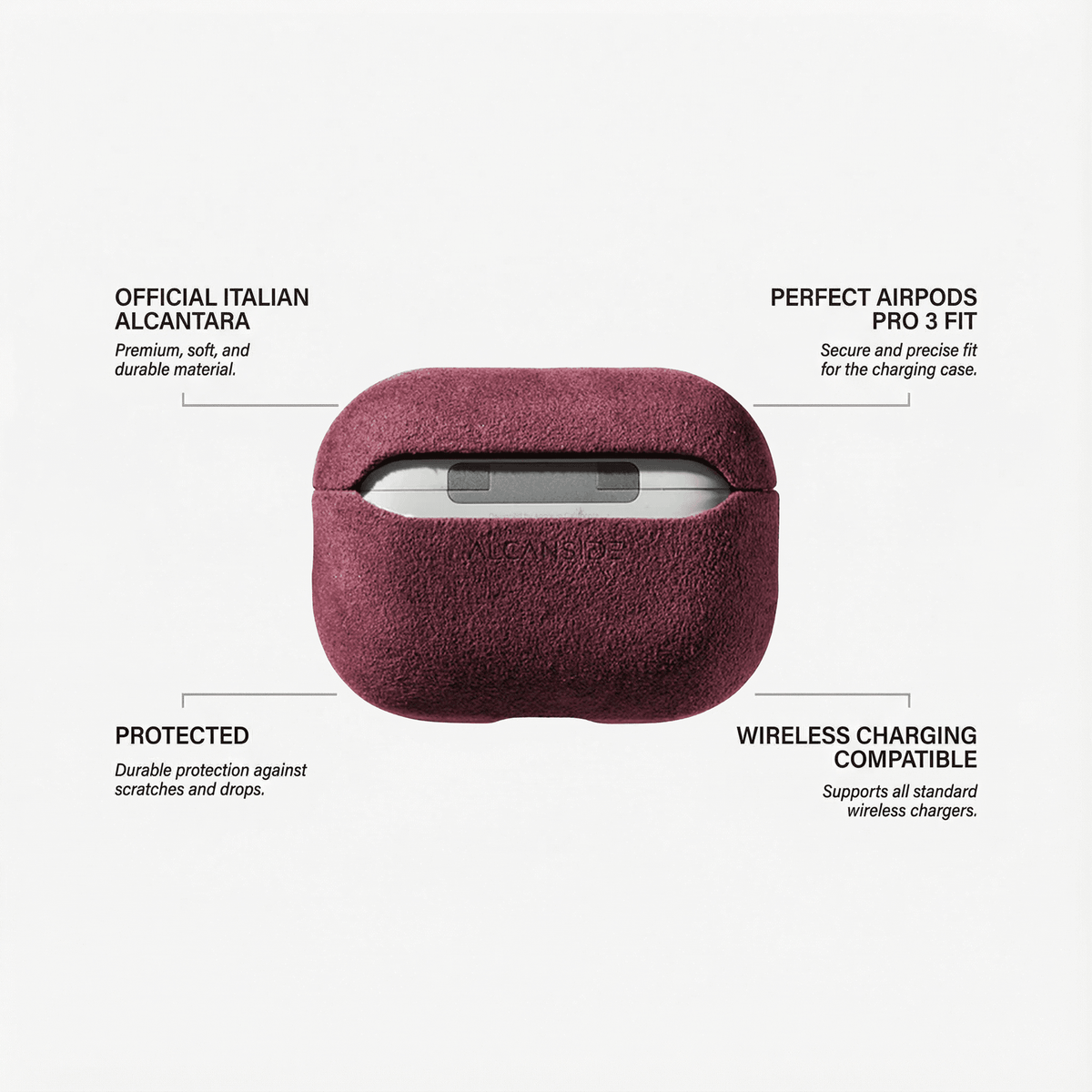 AirPods Pro (3rd Generation) Alcantara Case - Wine Red - Alcanside