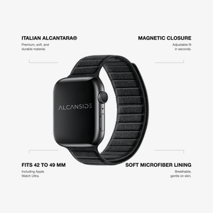 Alcantara Apple Watch Band - Deep Black - 42/44/45/46mm & Ultra (49mm) - Alcanside