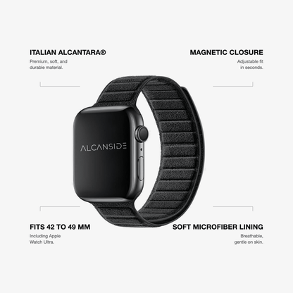 Alcantara Apple Watch Band - Deep Black - 42/44/45/46mm & Ultra (49mm) - Alcanside