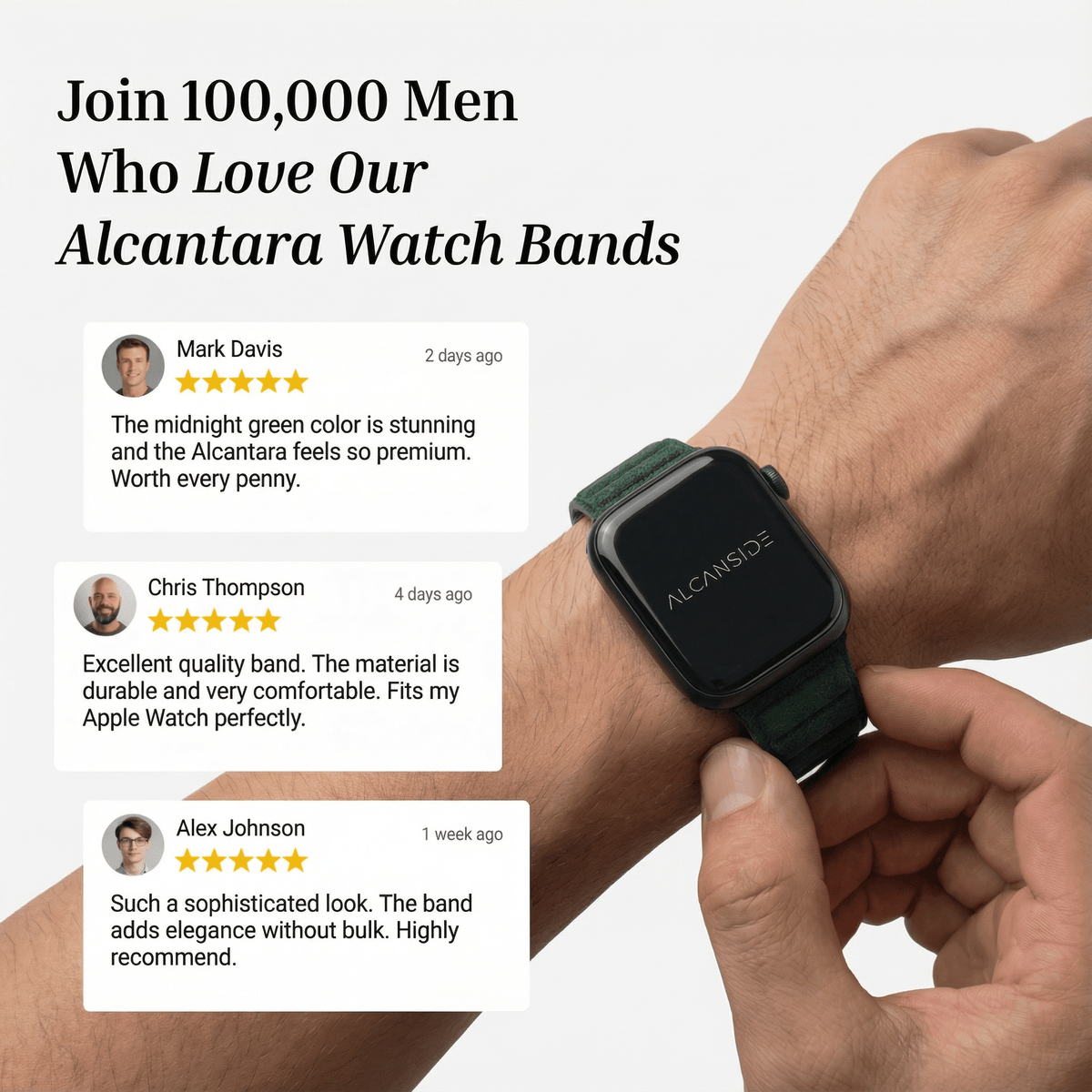 Alcantara Apple Watch Band - Midnight Green - 38/40/41/42mm - Alcanside