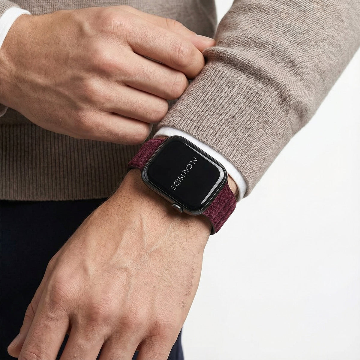 Alcantara Apple Watch Band - Wine Red - 42/44/45/46mm & Ultra (49mm) - Alcanside