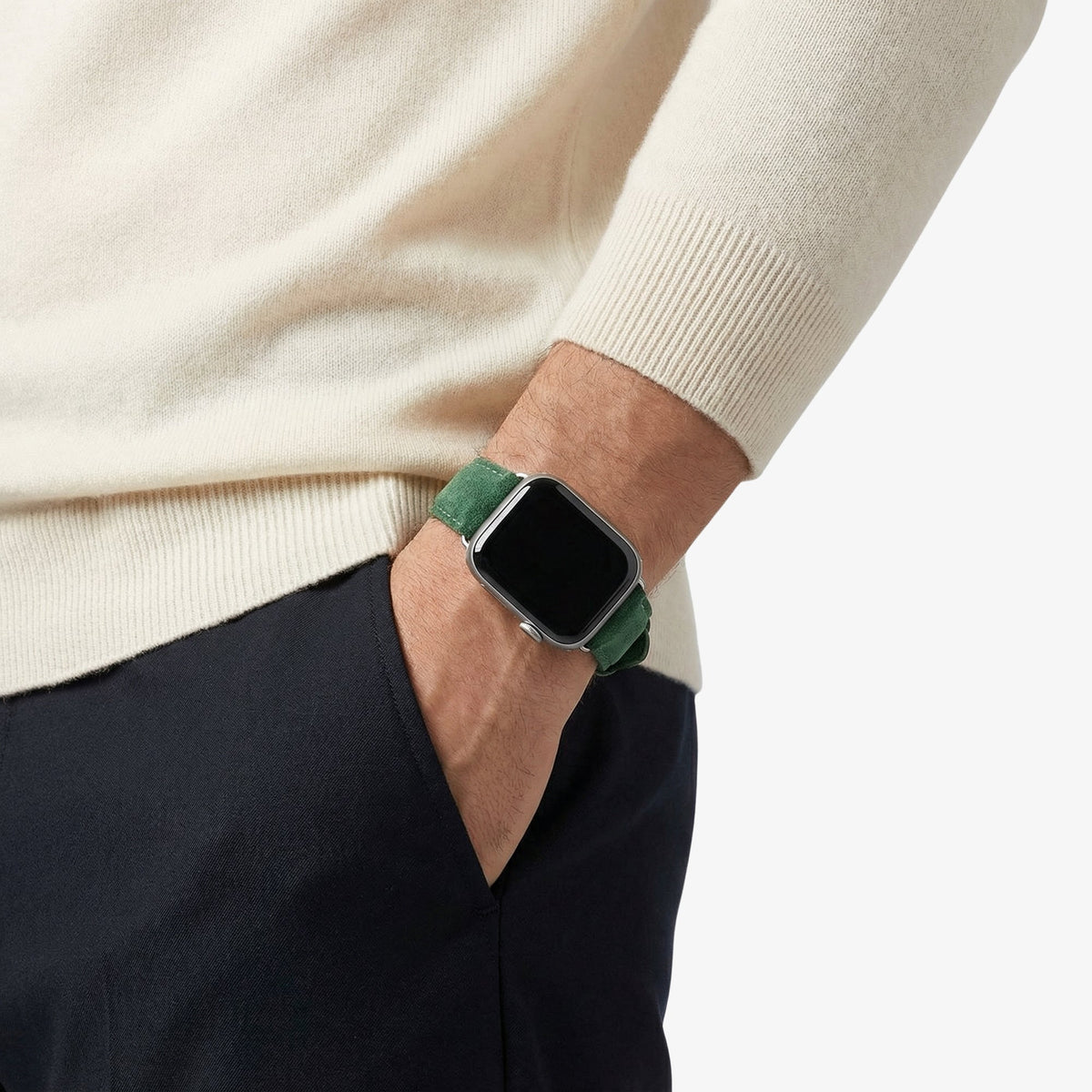 Alcantara Apple Watch Band With Buckle - Midnight Green - 42/44/45/46mm & Ultra (49mm) - Alcanside
