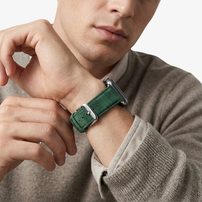 Alcantara Apple Watch Band With Buckle - Midnight Green - 42/44/45/46mm & Ultra (49mm) - Alcanside