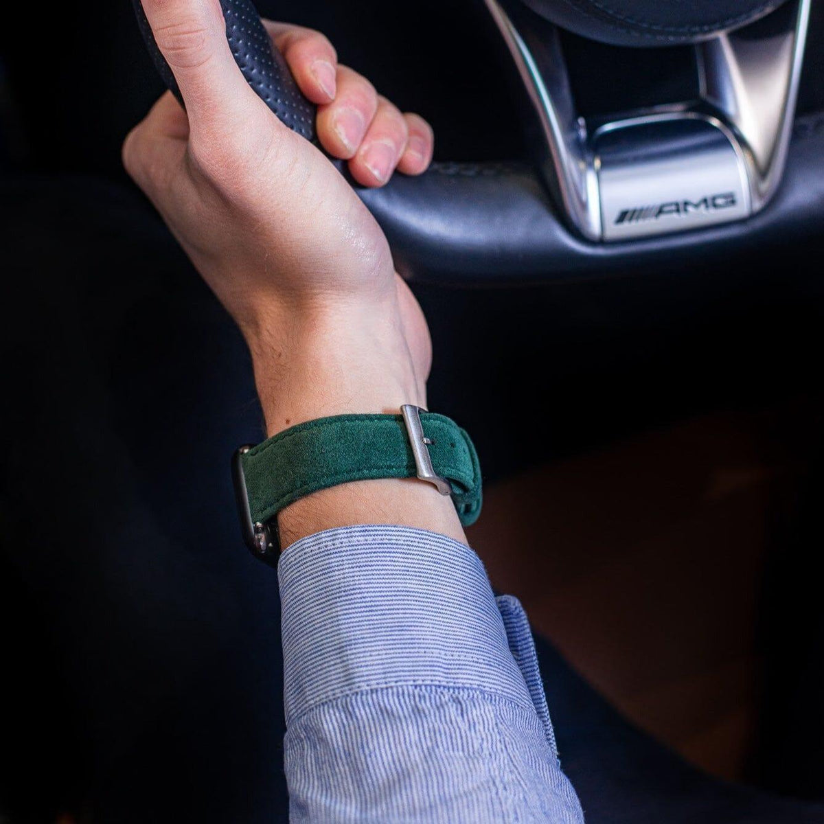 Alcantara Apple Watch Band With Buckle - Midnight Green - 42/44/45/46mm & Ultra (49mm) - Christmas Edition - Alcanside