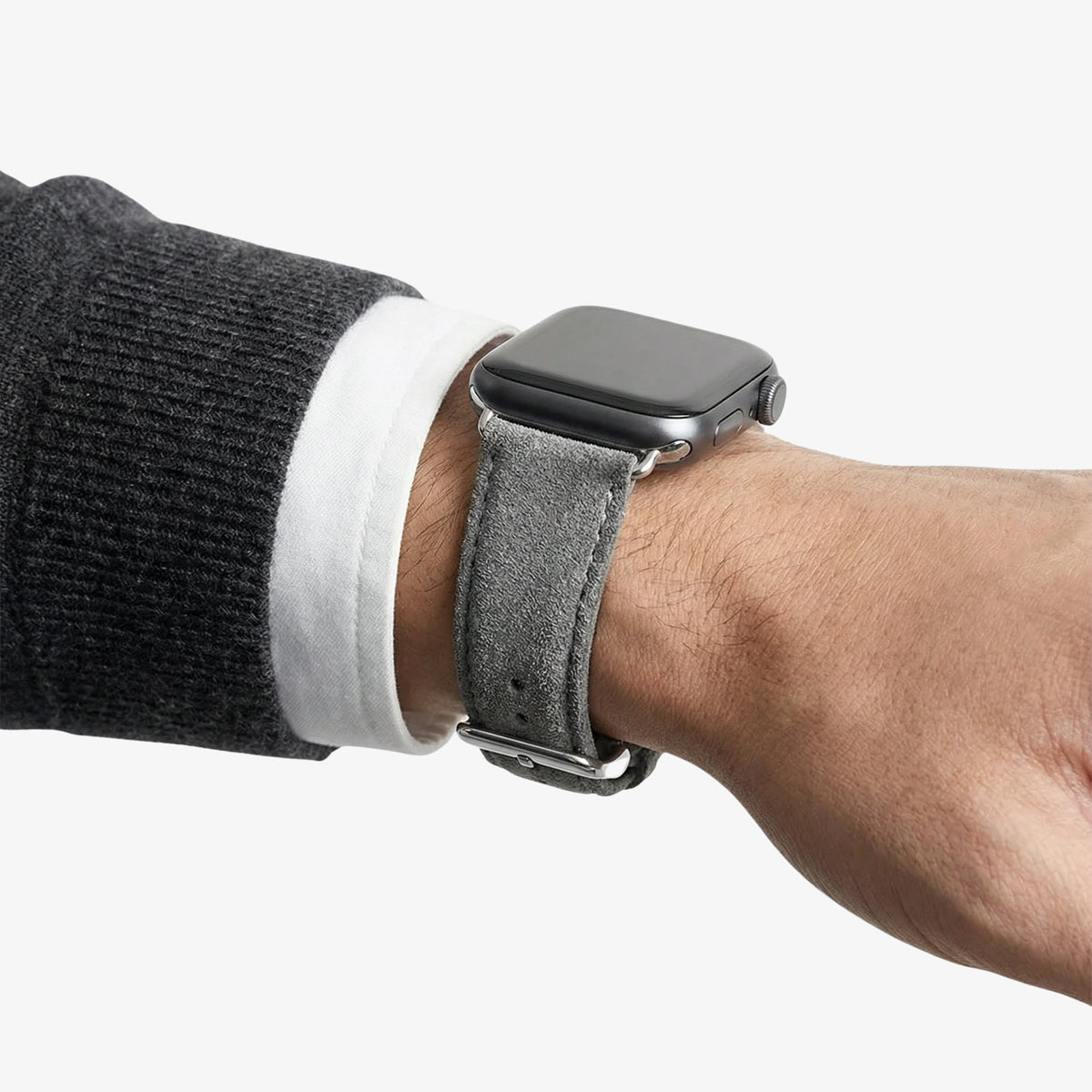 Alcantara Apple Watch Band With Buckle - Nardo Gray - 38/40/41/42mm - Alcanside