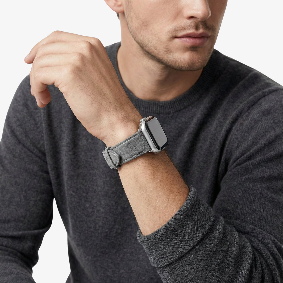 Alcantara Apple Watch Band With Buckle - Nardo Gray - 38/40/41/42mm - Alcanside