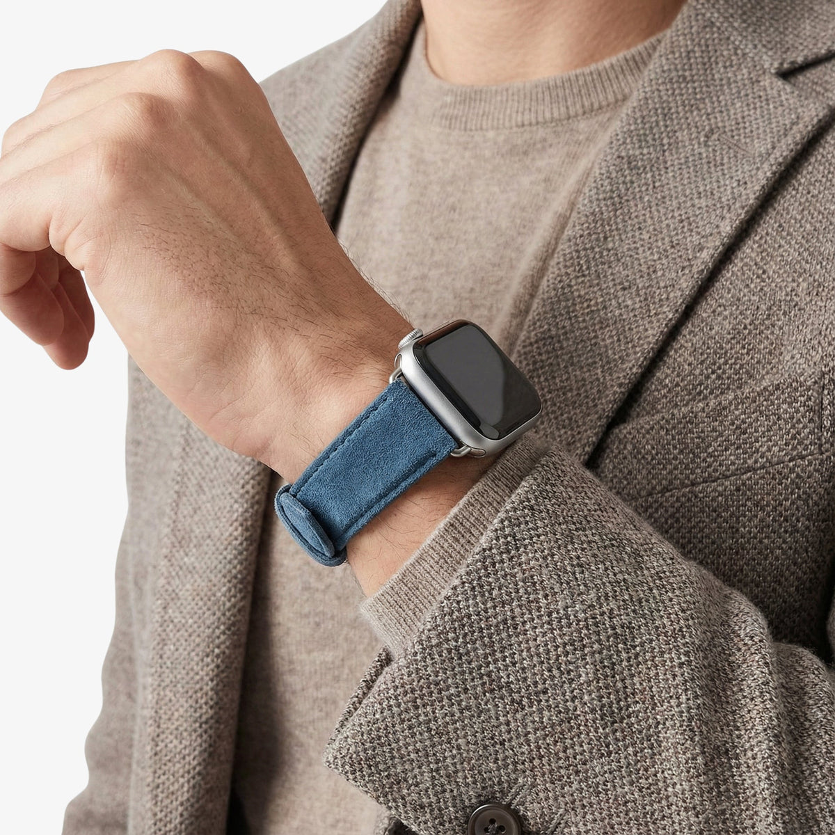 Alcantara Apple Watch Band With Buckle - Ocean Blue - 42/44/45/46mm & Ultra (49mm) - Alcanside