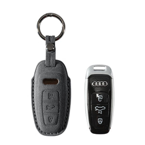 Alcantara Car Key Fob Cover for Audi | Model B with Buckle - Space Grey - Alcanside