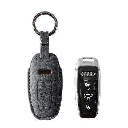 Alcantara Car Key Fob Cover for Audi | Model B with Buckle - Space Grey - Alcanside