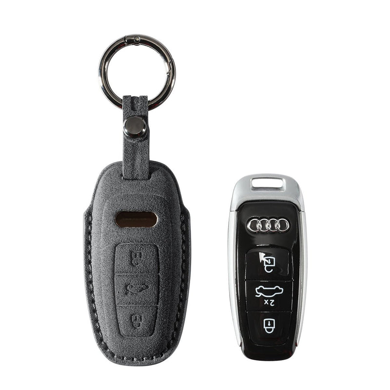 Alcantara Car Key Fob Cover for Audi | Model B with Buckle - Space Grey - Alcanside