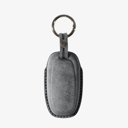 Alcantara Car Key Fob Cover for Audi Model C with Buckle - Space Grey - Alcanside
