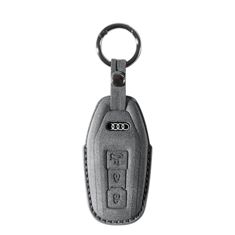 Alcantara Car Key Fob Cover for Audi | Model E with Buckle - Space Grey