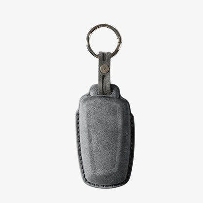Alcantara Car Key Fob Cover for BMW Model A with Buckle - Space Grey - Alcanside