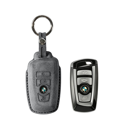 Alcantara Car Key Fob Cover for BMW Model A with Buckle - Space Grey - Alcanside