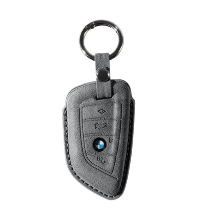 Alcantara Car Key Fob Cover for BMW | Model B with Buckle - Space Grey - Alcanside
