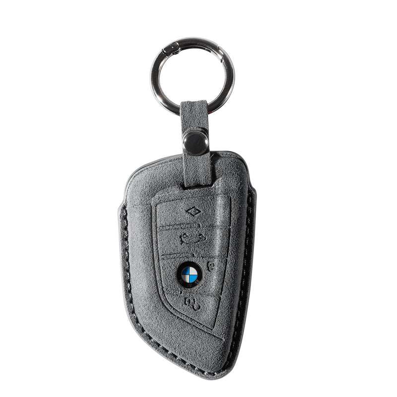 Alcantara Car Key Fob Cover for BMW | Model B with Buckle - Space Grey