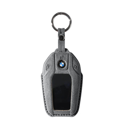 Alcantara Car Key Fob Cover for BMW | Model C with Buckle - Space Grey - Alcanside