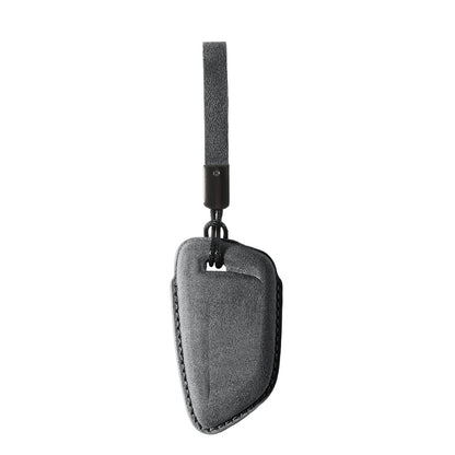 Alcantara Car Key Fob Cover for BMW | Model E with Buckle - Space Grey - Alcanside