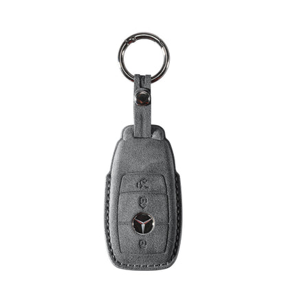 Alcantara Car Key Fob Cover for Mercedes - Benz | Model A with Buckle - Space Grey - Alcanside