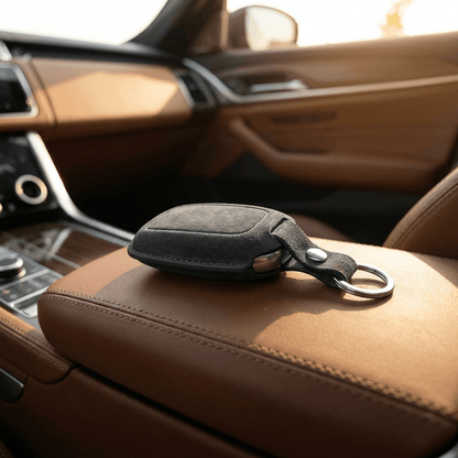 Alcantara Car Key Fob Cover for Mercedes -Benz Model B with Buckle - Space Grey - Alcanside