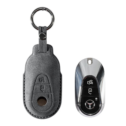 Alcantara Car Key Fob Cover for Mercedes - Benz | Model C with Buckle - Space Grey - Alcanside