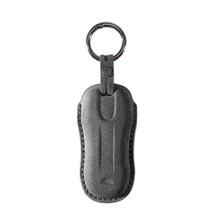 Alcantara Car Key Fob Cover for Porsche | Model B with Buckle - Space Grey - Alcanside