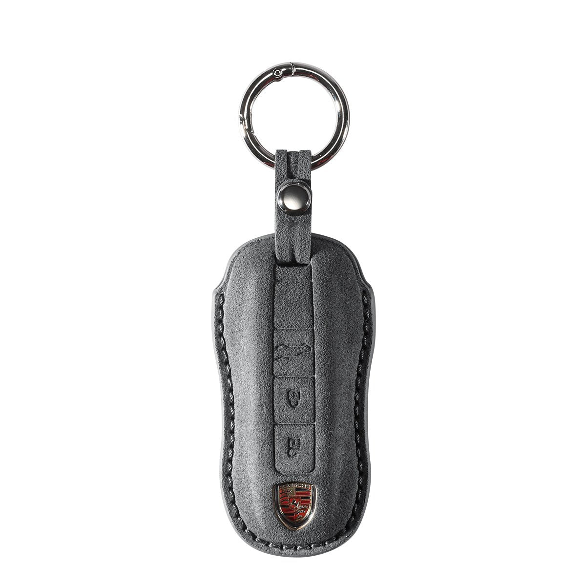 Alcantara Car Key Fob Cover for Porsche | Model B with Buckle - Space Grey - Alcanside