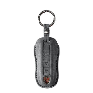 Alcantara Car Key Fob Cover for Porsche | Model B with Buckle - Space Grey - Alcanside