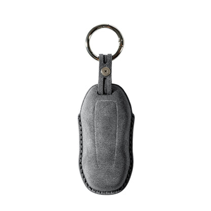 Alcantara Car Key Fob Cover for Porsche Model C with Buckle - Space Grey - Alcanside