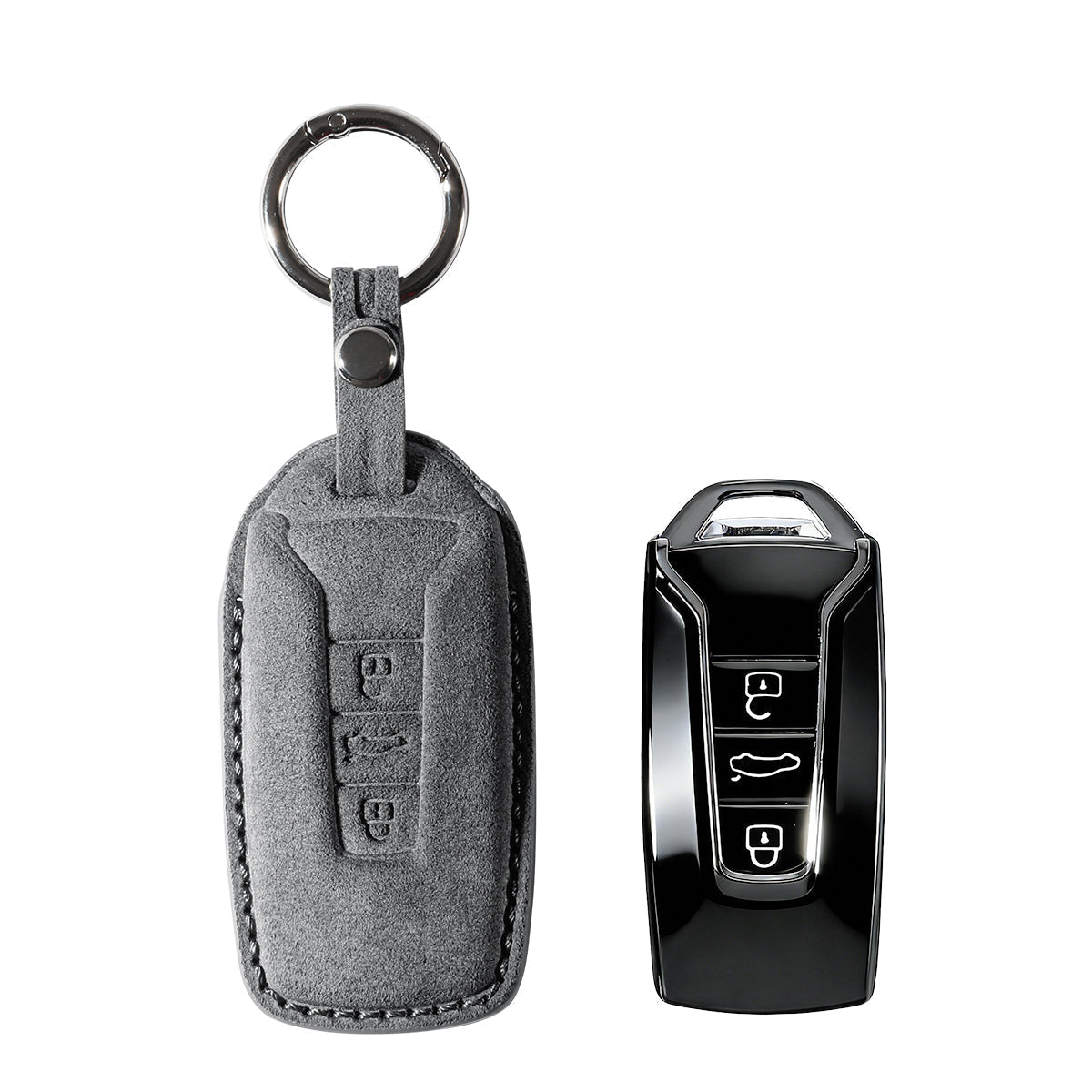Alcantara Car Key Fob Cover for Volkswagen | Model G with Buckle - Space Grey - Alcanside