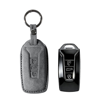 Alcantara Car Key Fob Cover for Volkswagen | Model G with Buckle - Space Grey - Alcanside