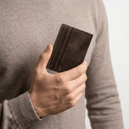 Alcantara Card Wallet - Chocolate Brown - Alcanside