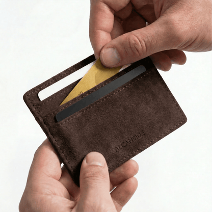 Alcantara Card Wallet - Chocolate Brown - Alcanside