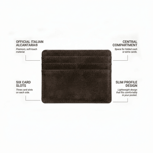 Alcantara Card Wallet - Chocolate Brown - Alcanside