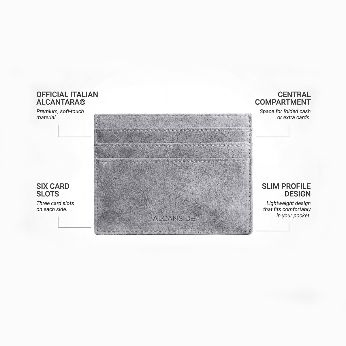 Alcantara Card Wallet - Nardo Gray - Alcanside