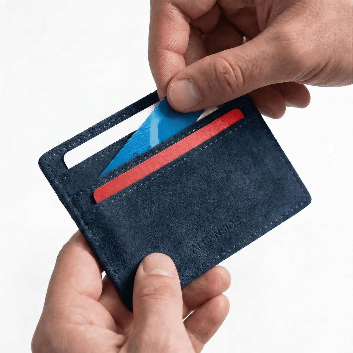Alcantara Card Wallet - Navy Blue - Alcanside
