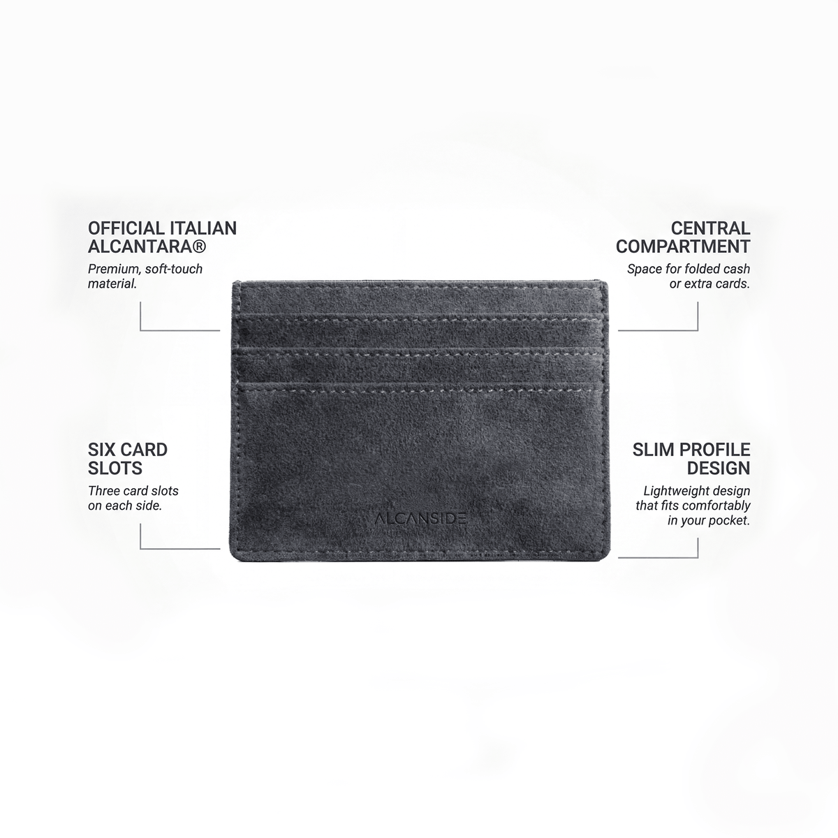 Alcantara Card Wallet - Space Grey - Alcanside